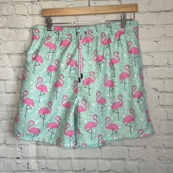 Pink Flamingo Men’s Swim Trunks size xl Draw String BROKEN ARROW - Picture 1 of 4